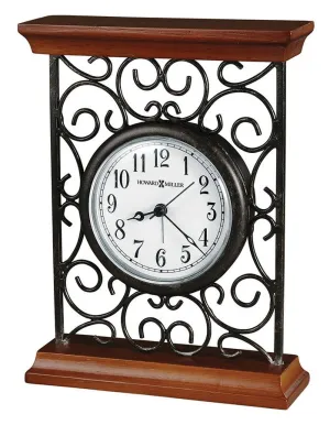 Howard Miller Mildred Carriage Style Alarm Clock - Wire Design - Cherry Finish