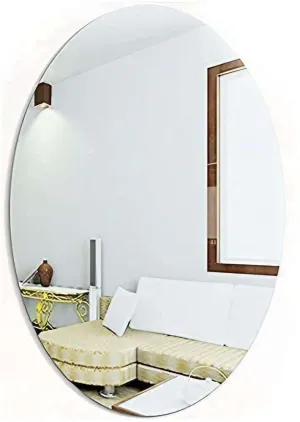 IRQA Oval Shape Adhesive Mirror Sticker | Unbreakable Plastic Wall Mirror | Mirror Stickers for Home Decoration KUEFA Mülleimer/Müllsackständer/Gelber Sack Ständer (Gelb) (Mirror Sticker) (Style_6