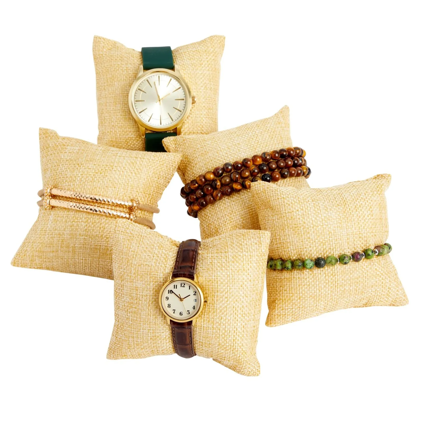 Juvale 12 Pack Linen Bracelet Cushion Jewelry Display Beige 3x3x2