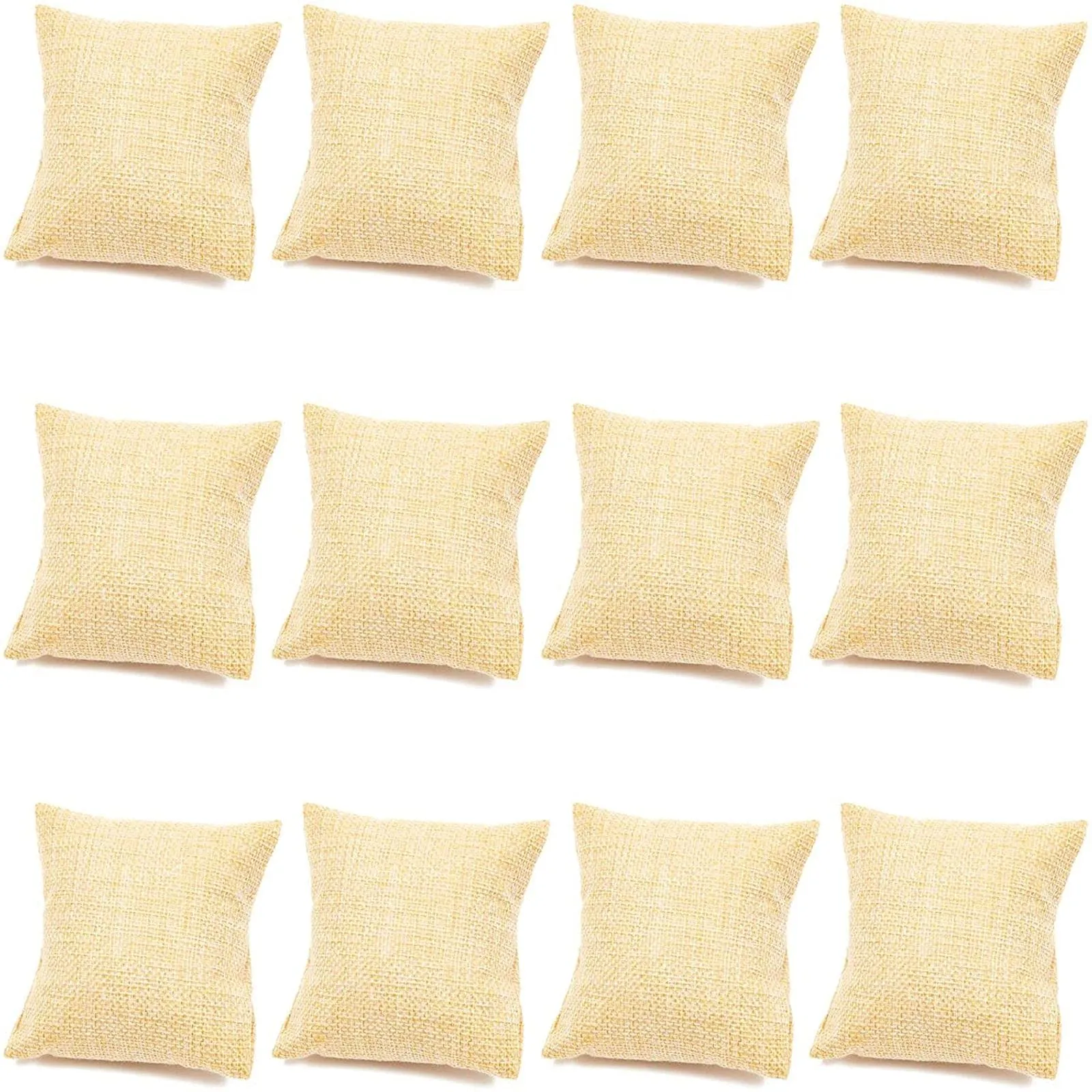 Juvale 12 Pack Linen Bracelet Cushion Jewelry Display Beige 3x3x2