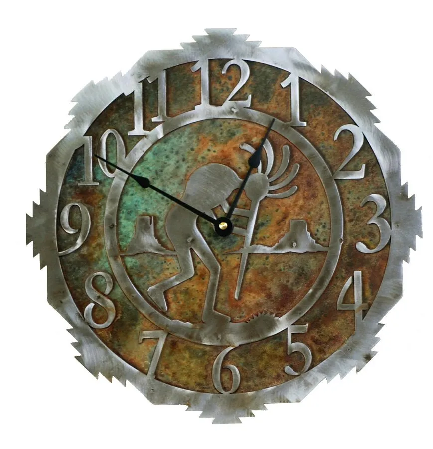 Kokopelli Handcrafted Rustic Metal Wall Clock - 12"