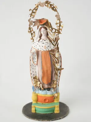 Late 19th-century Painted Terracotta Santibelli Statue - Saint Elizabeth of Hungary 16½"