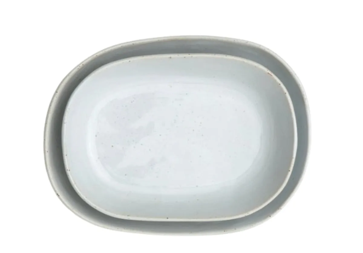 MARCUS OBLONG SERVING BOWLS | WHITE GLAZE | SET OF 2