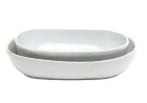 MARCUS OBLONG SERVING BOWLS | WHITE GLAZE | SET OF 2