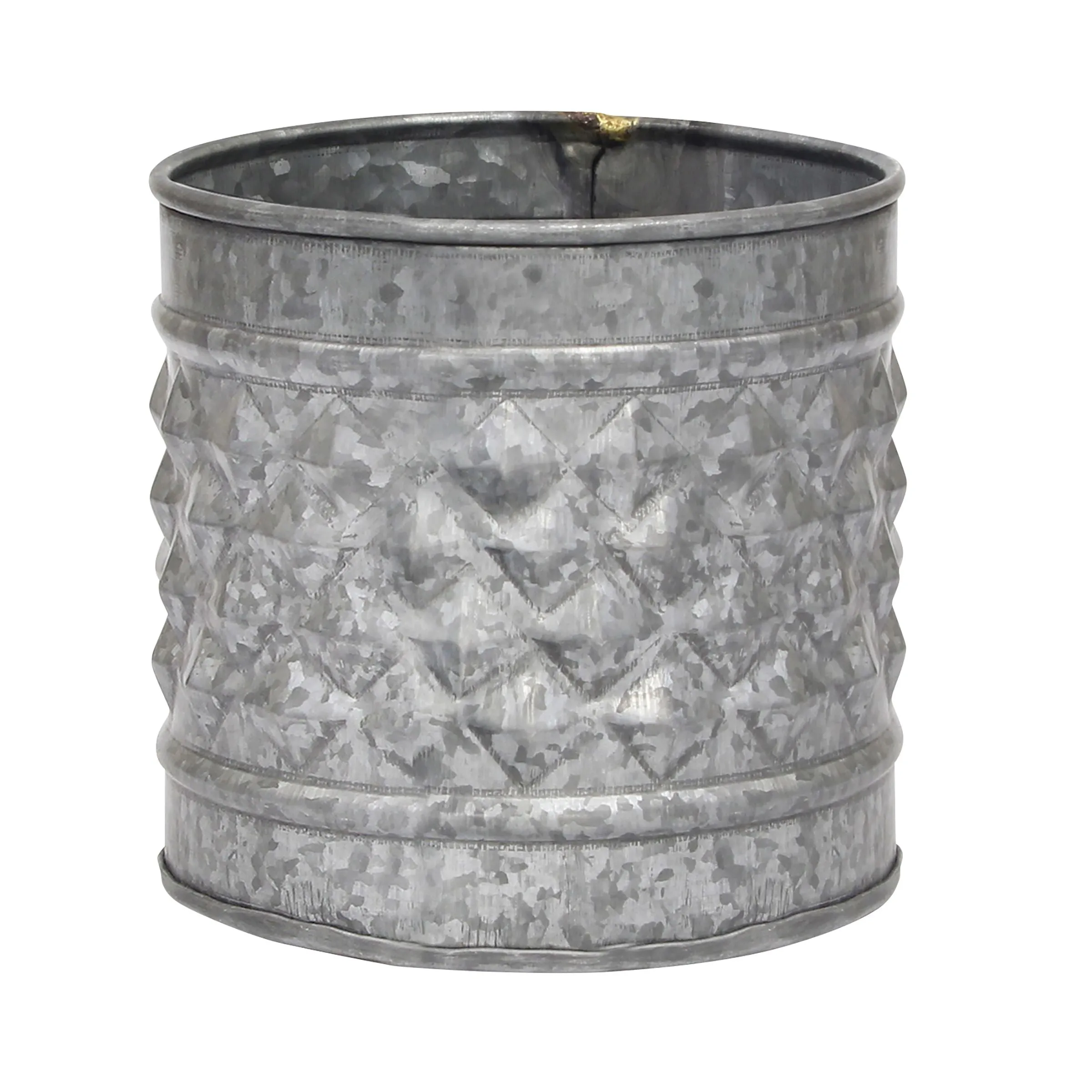 Medium Antique Galvanized Metal Textured Planter