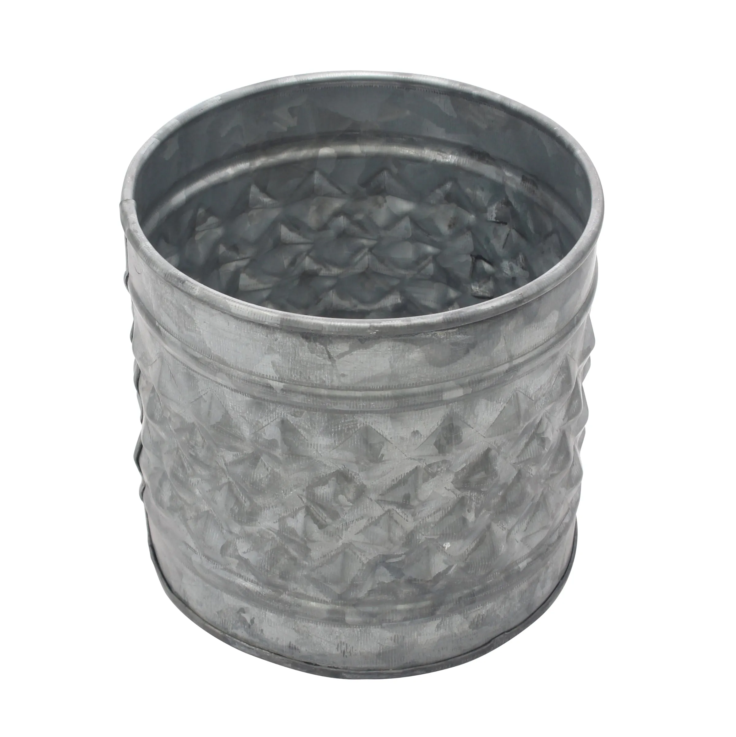 Medium Antique Galvanized Metal Textured Planter