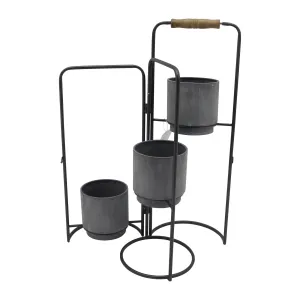 Metal 22" 3-Tier Foldable Planters,  Black