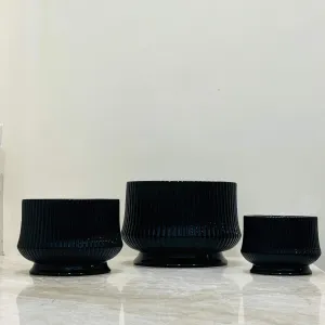 Midnight Elegance Ceramic Pot Set Of 3