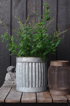 Mini Galvanised Fluted Planter