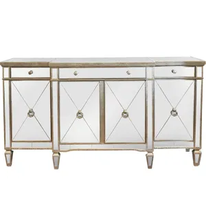 Mirrored Sideboard Antiqued Ribbed