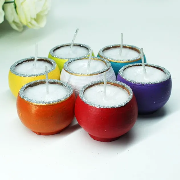 Multicolour Terracotta Pot Ball Perfumed Candles / Reusable Pots | Set of 12