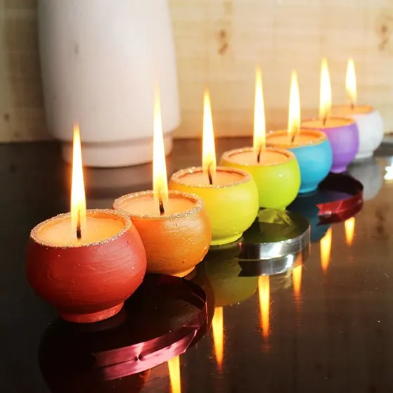 Multicolour Terracotta Pot Ball Perfumed Candles / Reusable Pots | Set of 12