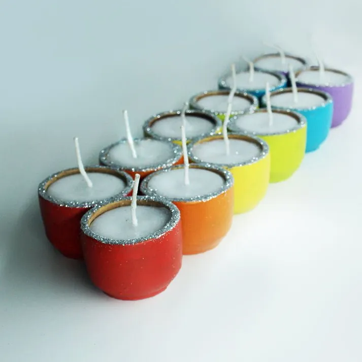 Multicolour Terracotta Pot Cup Perfumed Candles / Reusable Pots | Set of 12