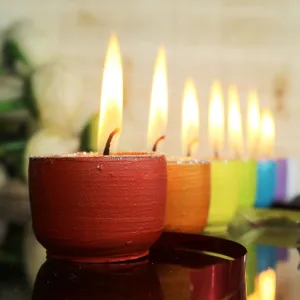 Multicolour Terracotta Pot Cup Perfumed Candles / Reusable Pots | Set of 12