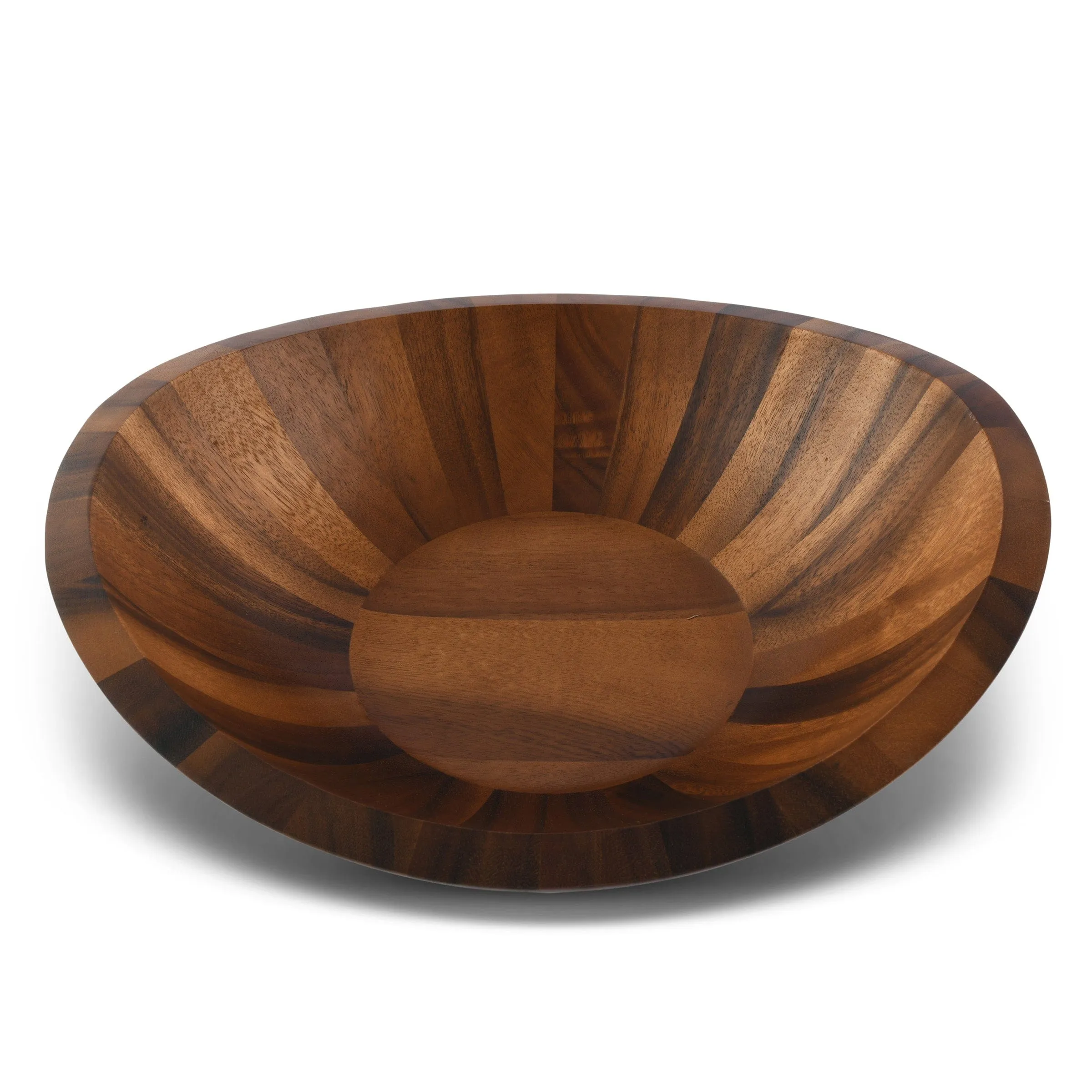 Munich Pattern Large Acacia  Wood Salad Bowl