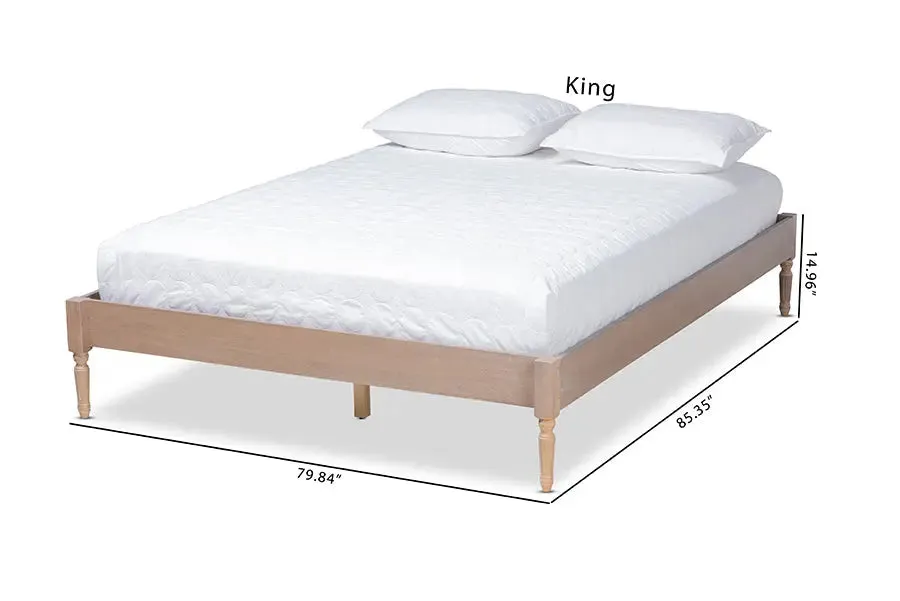 Natalie Antique Oak Wood Platform Bed (Queen)