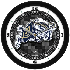 Navy Midshipmen Wall Clock - Carbon Fiber Textured