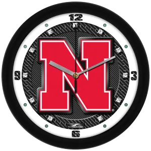 Nebraska Cornhuskers Wall Clock - Carbon Fiber Textured