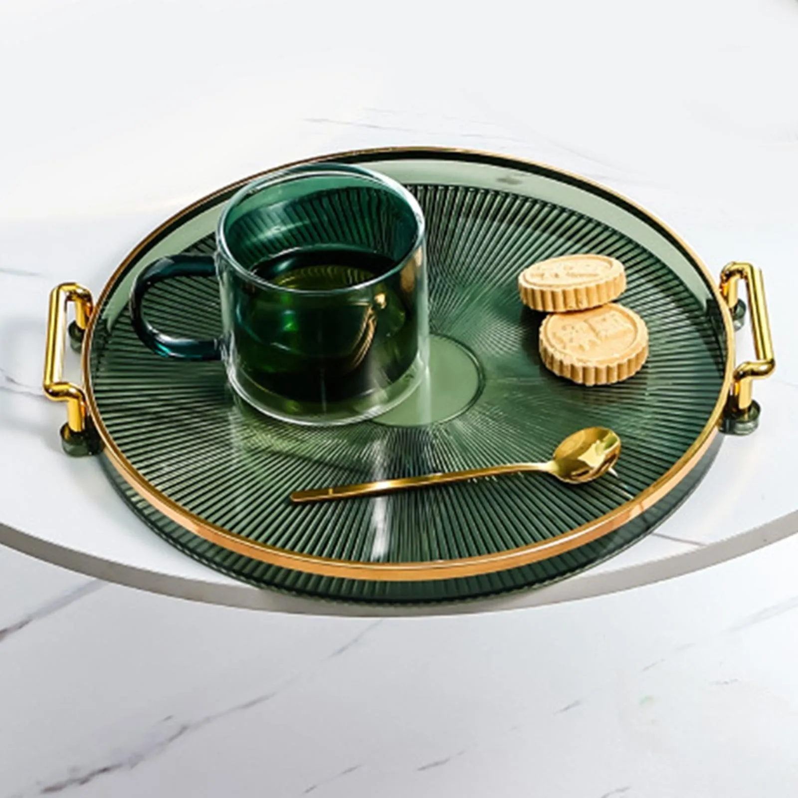 Nordic Style Round Serving Tray with Handles