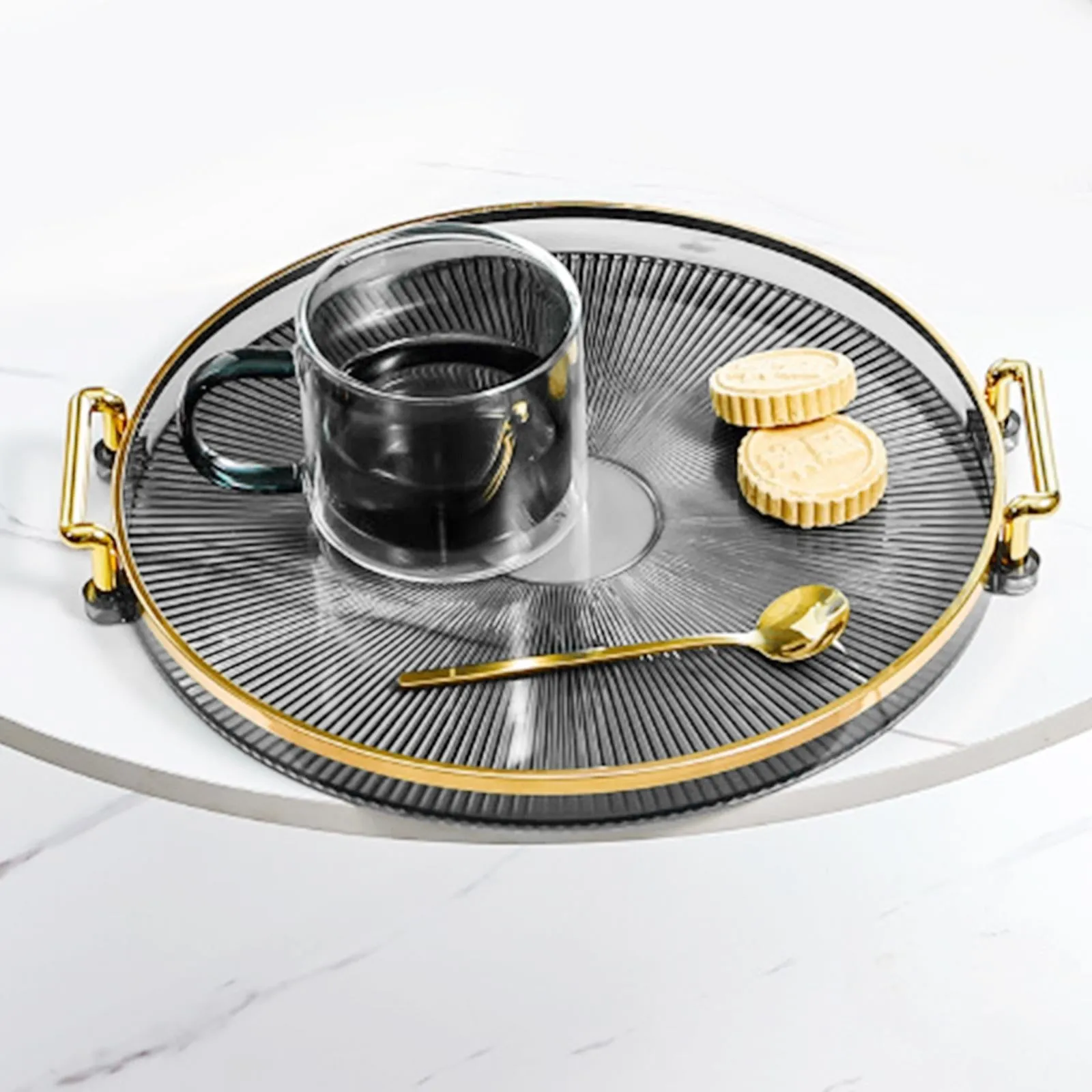 Nordic Style Round Serving Tray with Handles