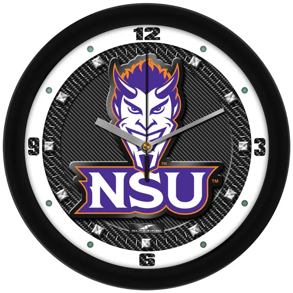 Northwestern State Wall Clock - Carbon Fiber Textured