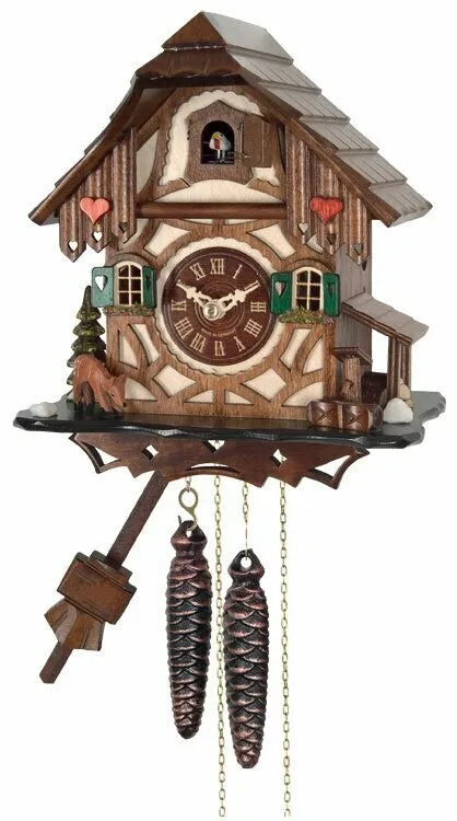 One Day cuckoo Clock Cottage with Deer, Tree, & Water Pump