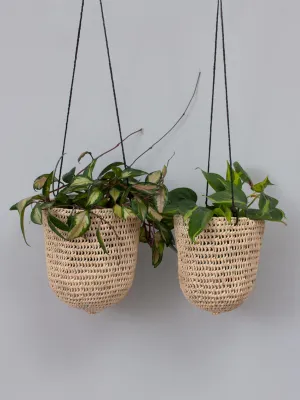 Open Weave Dome Hanging Baskets, Black