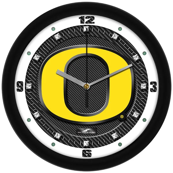 Oregon Ducks Wall Clock - Carbon Fiber Textured