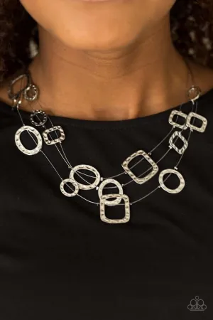 Paparazzi  Accessories- GEO-ing Strong # - Silver Necklace