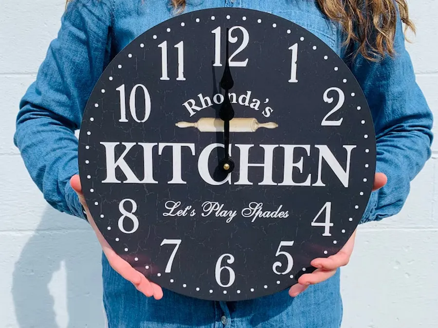 Personalized Kitchen Wall Clock- Gray Kitchen Clock