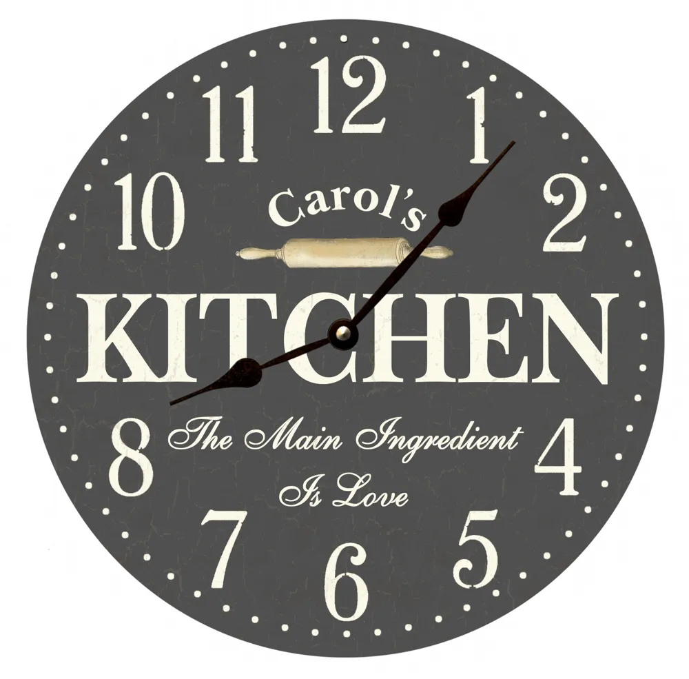 Personalized Kitchen Wall Clock- Gray Kitchen Clock