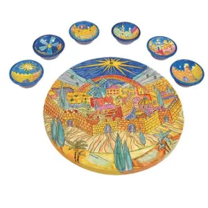 Pessach Seder Plate   Six Bowls - Jerusalem Oriental