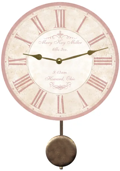 Pink Clock- Custom Birthdate Clock- Baby Shower Gift