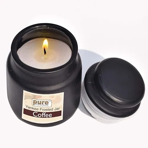 Pure Source India Frosted Glass Jar Candle/Yanky Jar Fragrance Candle for Decoration and Gifting Item (Coffee) (2 PCS)