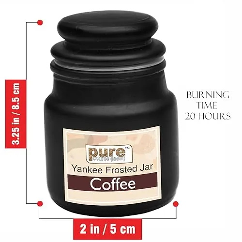 Pure Source India Frosted Glass Jar Candle/Yanky Jar Fragrance Candle for Decoration and Gifting Item (Coffee) (2 PCS)