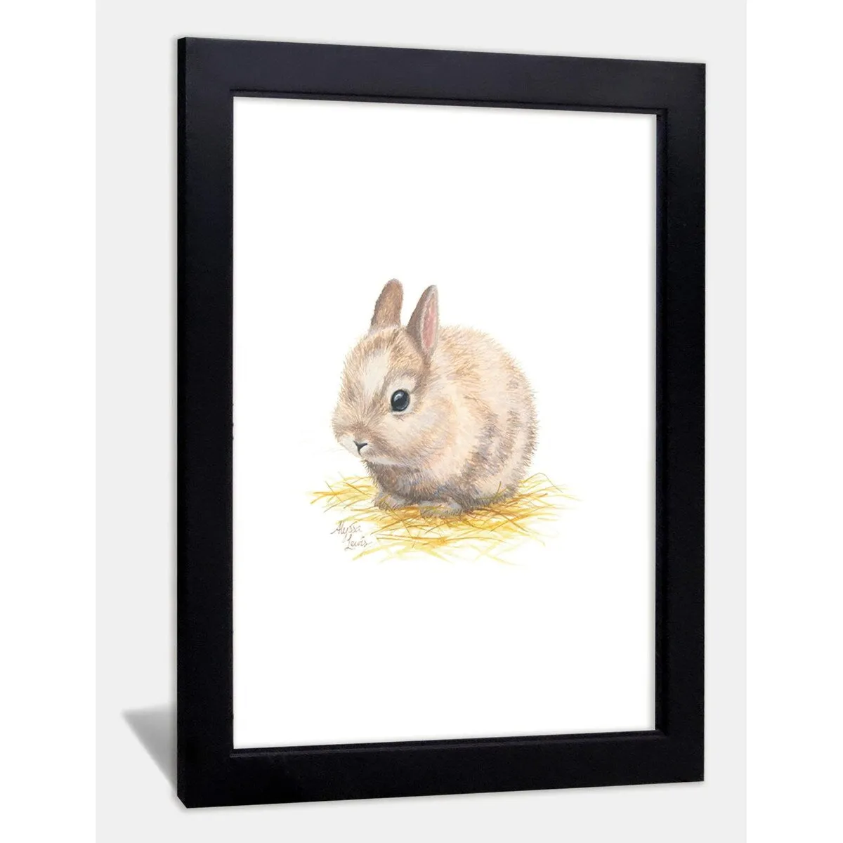 "Barnyard Littles" - Bunny - Individual Framed Print - Black - 16" x 20"