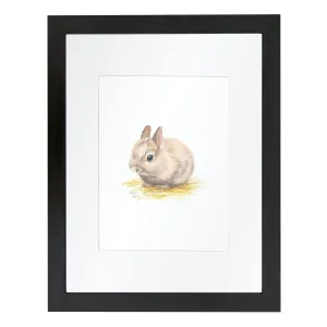 "Barnyard Littles" - Bunny - Individual Framed Print with Mat - Black - 18" x 24"