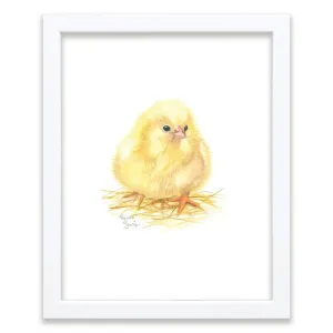 "Barnyard Littles" - Chick - Individual Framed Print - White - 18" x 24" - Multi-Color