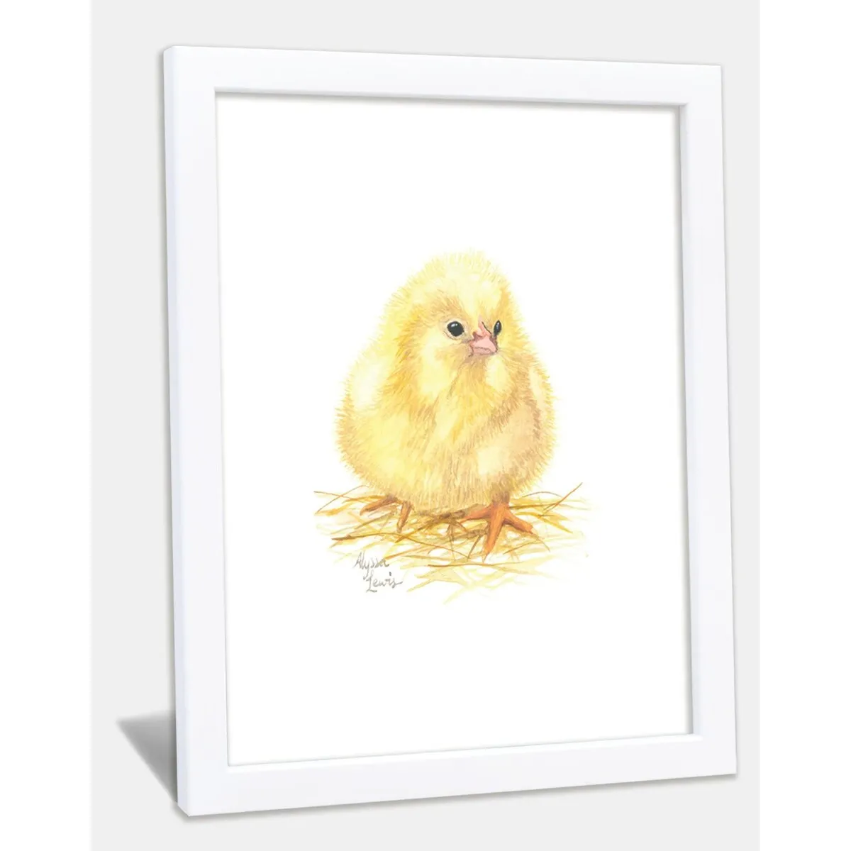 "Barnyard Littles" - Chick - Individual Framed Print - White - 18" x 24" - Multi-Color