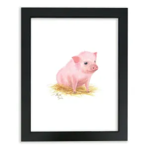 "Barnyard Littles" - Piglet - Individual Framed Print - Black - 16" x 20"