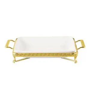 Rectangular Platter With Golden Stand 12"