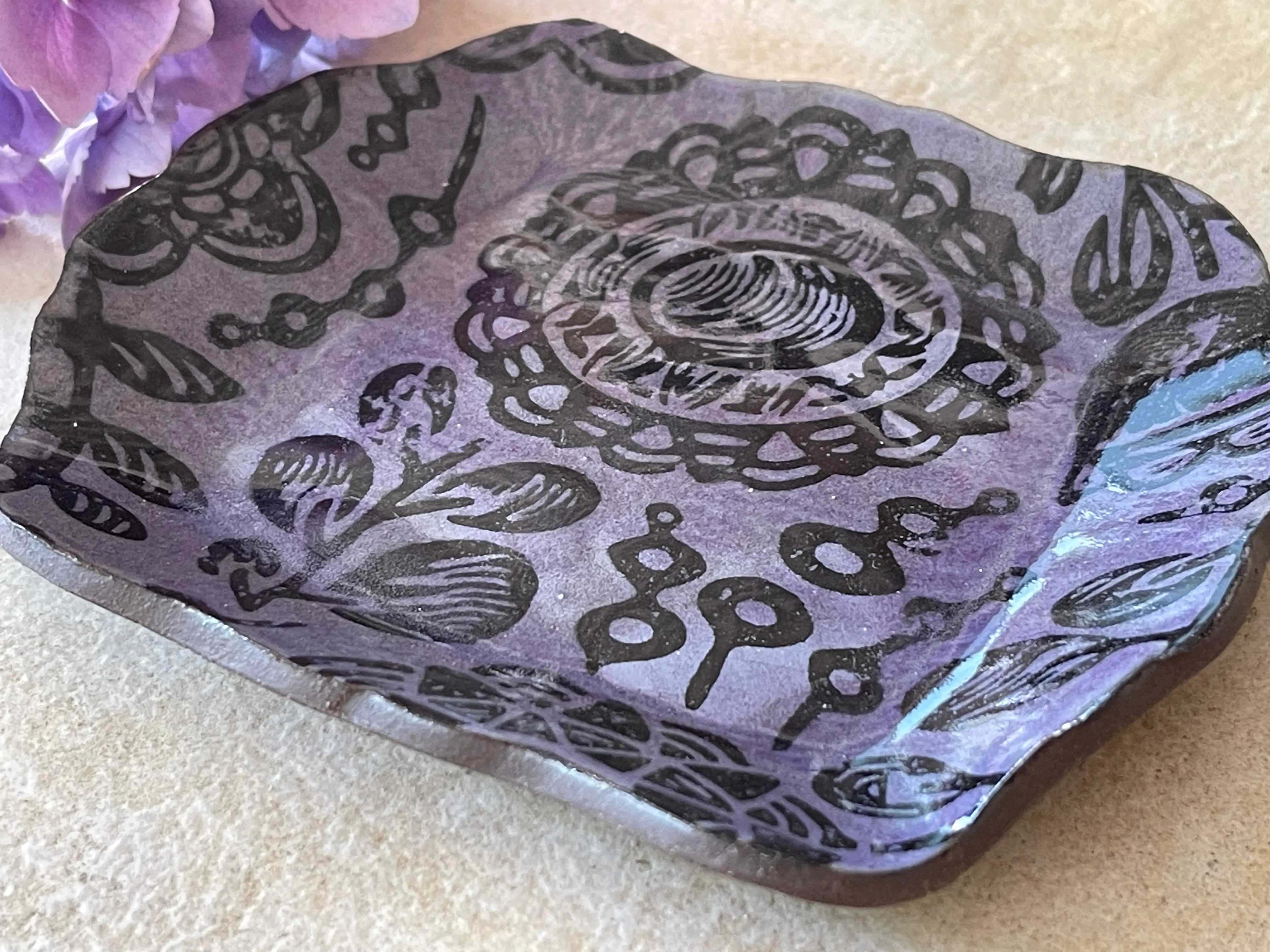 Ring Dish, Jewelry Dish, Catch All Tray, Trinket Bowl, Jewelry Tray, Trinket Tray, Decorative Dish, Purple Plate, Bread Plate