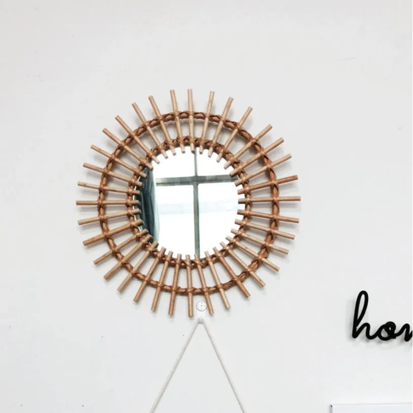 Round Rattan Frame Mirror