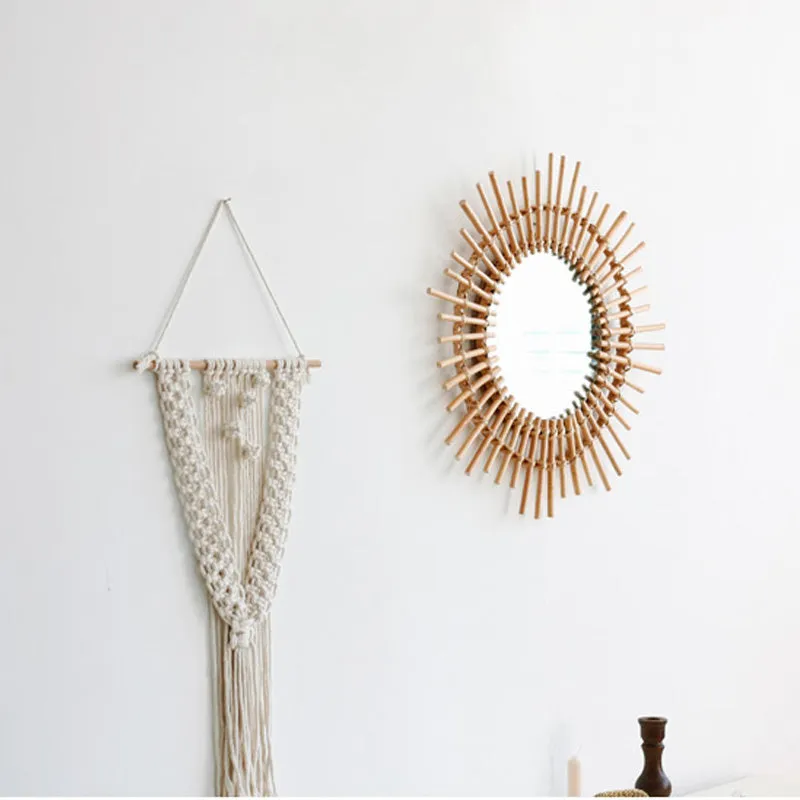 Round Rattan Frame Mirror