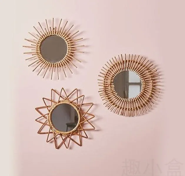 Round Rattan Frame Mirror