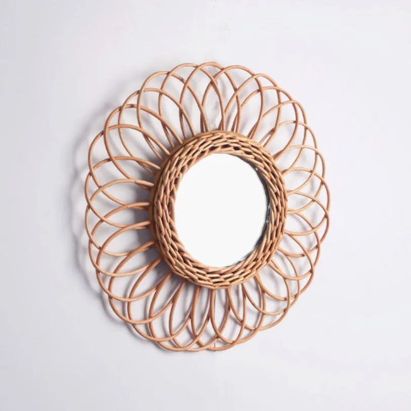 Round Rattan Frame Mirror