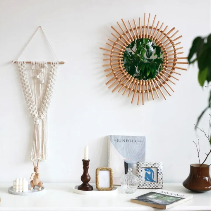 Round Rattan Frame Mirror