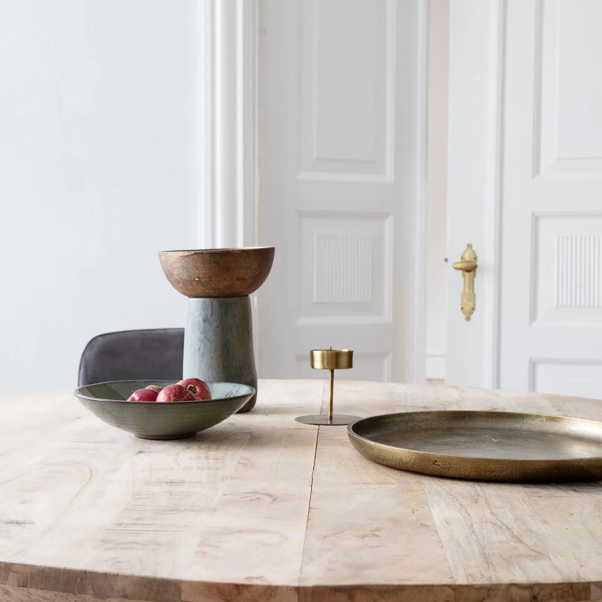 Round Rustic Antique Brass Tray - Set of Two