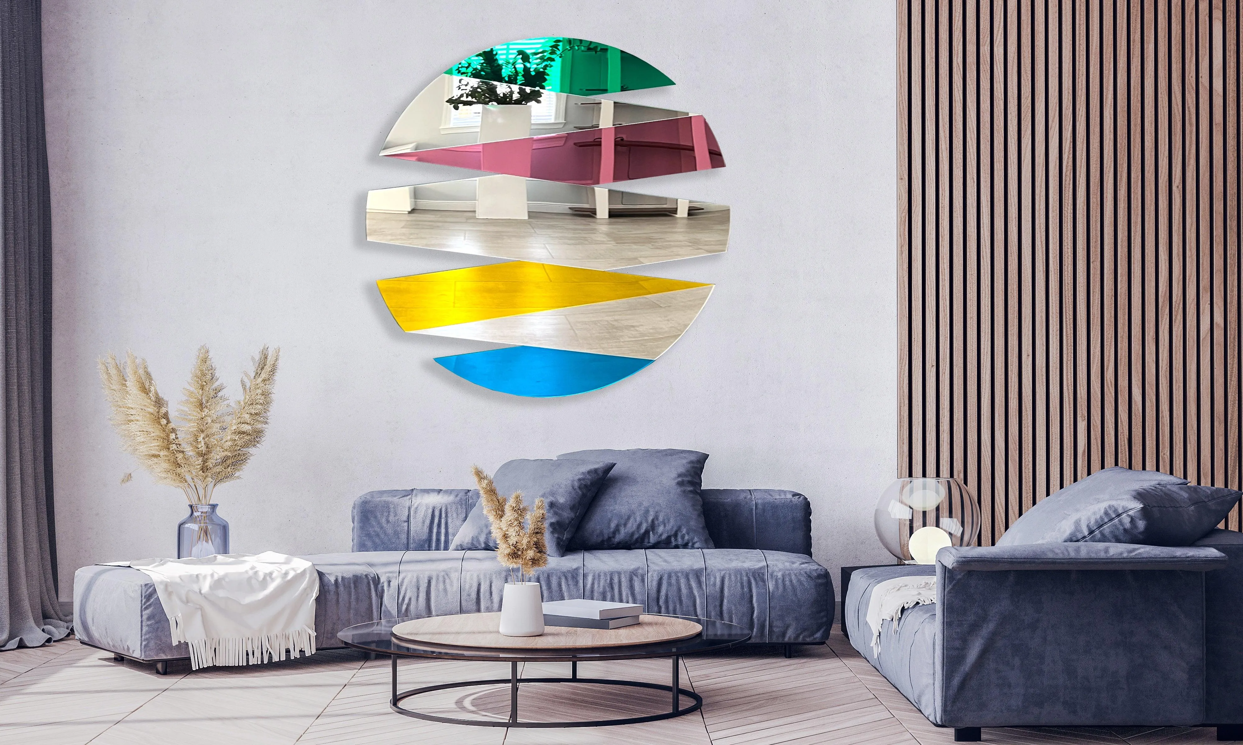 Round Wall Mirror Decor Mirrored Acrylic Art