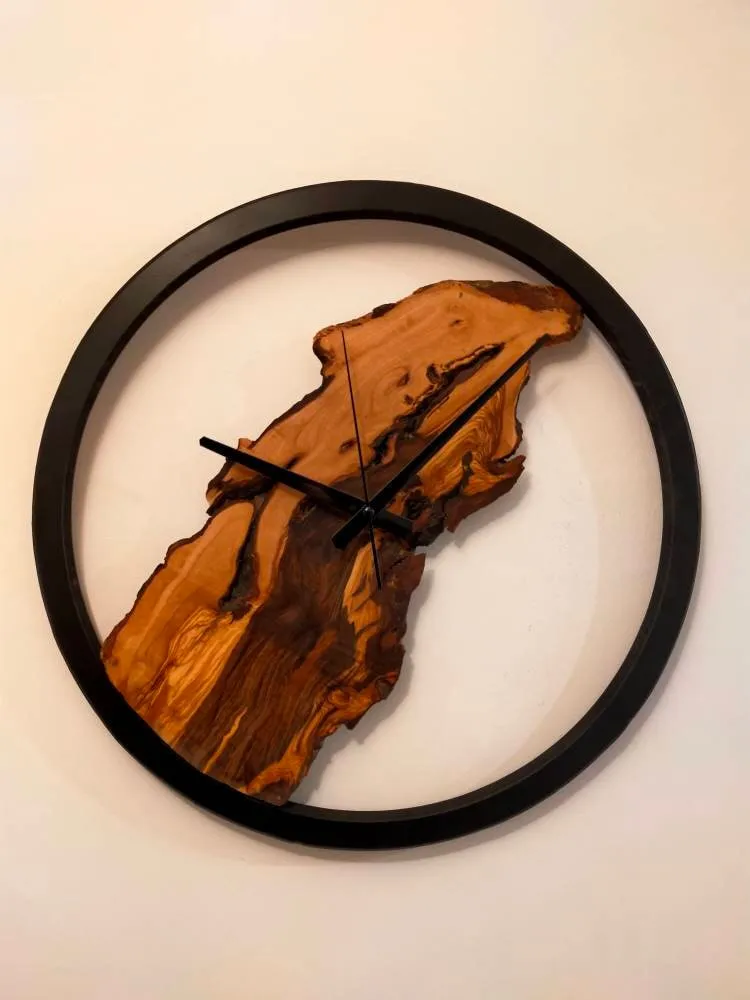 Rustic Olive Wood Wall Clock